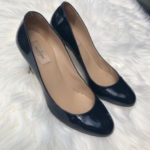 Valentino Garavani Navy Blue Parent Leather Pumps